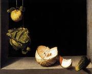 SANCHEZ COELLO, Alonso Still-life with Quince, Cabbage, Melon and Cucumber Sweden oil painting reproduction